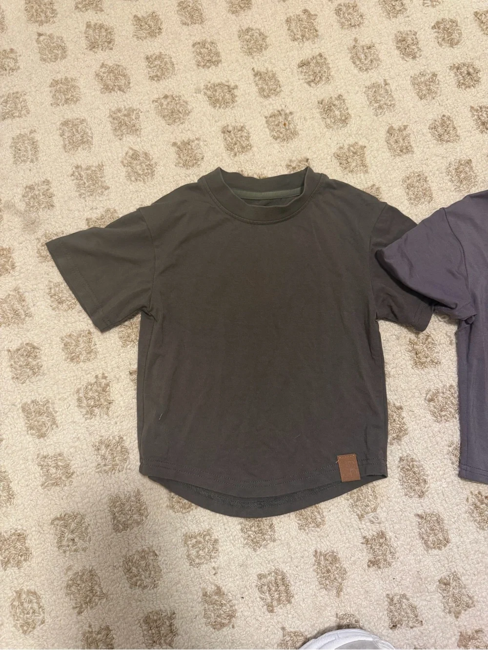 Little Bipsy Short Sleeve Tee Set in Charcoal Stone and Dark Green